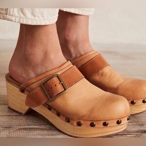 Free People Culver City Leather Clogs with Buckle
